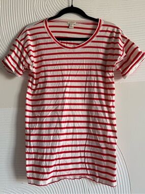 J. Crew White Tee with Red Horizontal Stripes